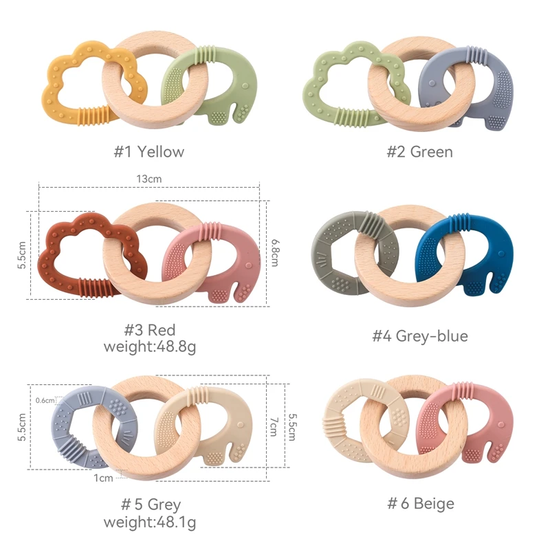 Baby Siliconen Bijtring Speelgoed Bpa Gratis Siliconen Tandjes Speelgoed Houten Ring Armband Bijtring Speelgoed Food Grade Siliconen Baby Cadeau Speelgoed