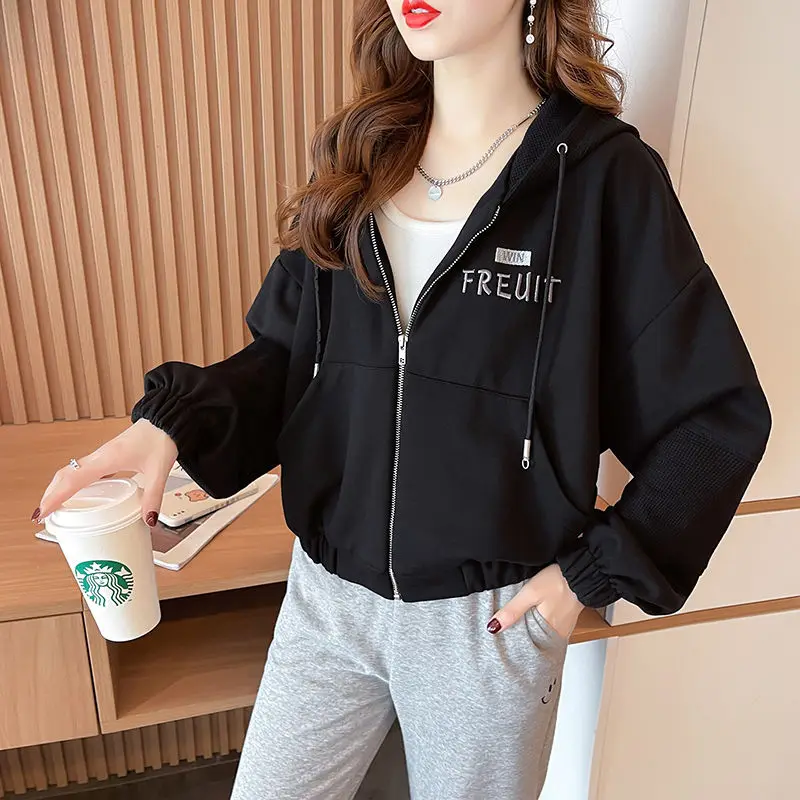 Autumn Women\'s Clothes Zip Up Clothing Korean Streetwear Hoodie Demi-season Autumn Coat for Women 2024 Jacket Hooded Sweatshirt