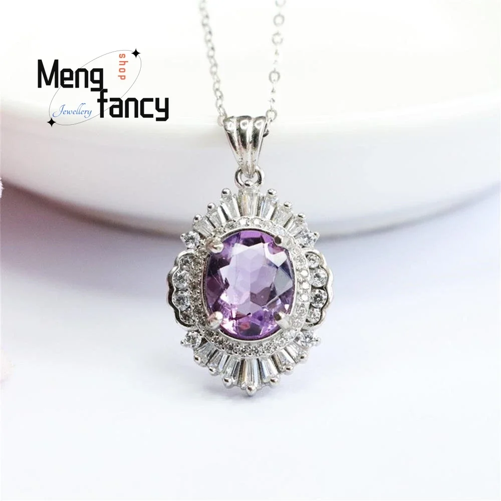 

S925 Silver Natural Amethyst Exquisite Elegant Simple High-grade Colourful Treasure Sexy Young Girls Luxury Fashion Jewelry