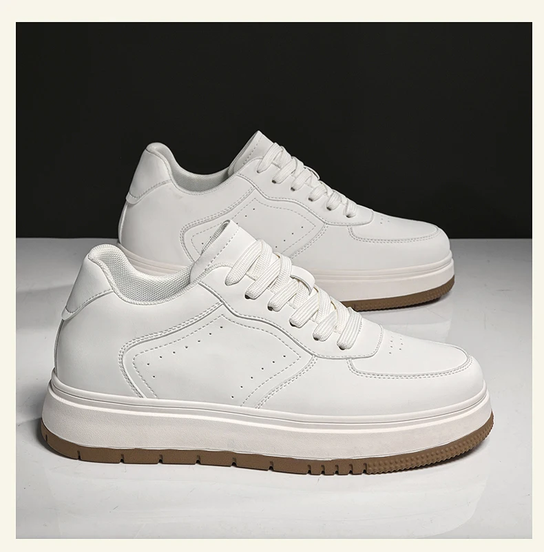 New Height-increasing Shoes for Men: 10CM-8CM-6CM Invisible Height-increasing Sports Shoes, White Sports Shoes, Large Size 37-44