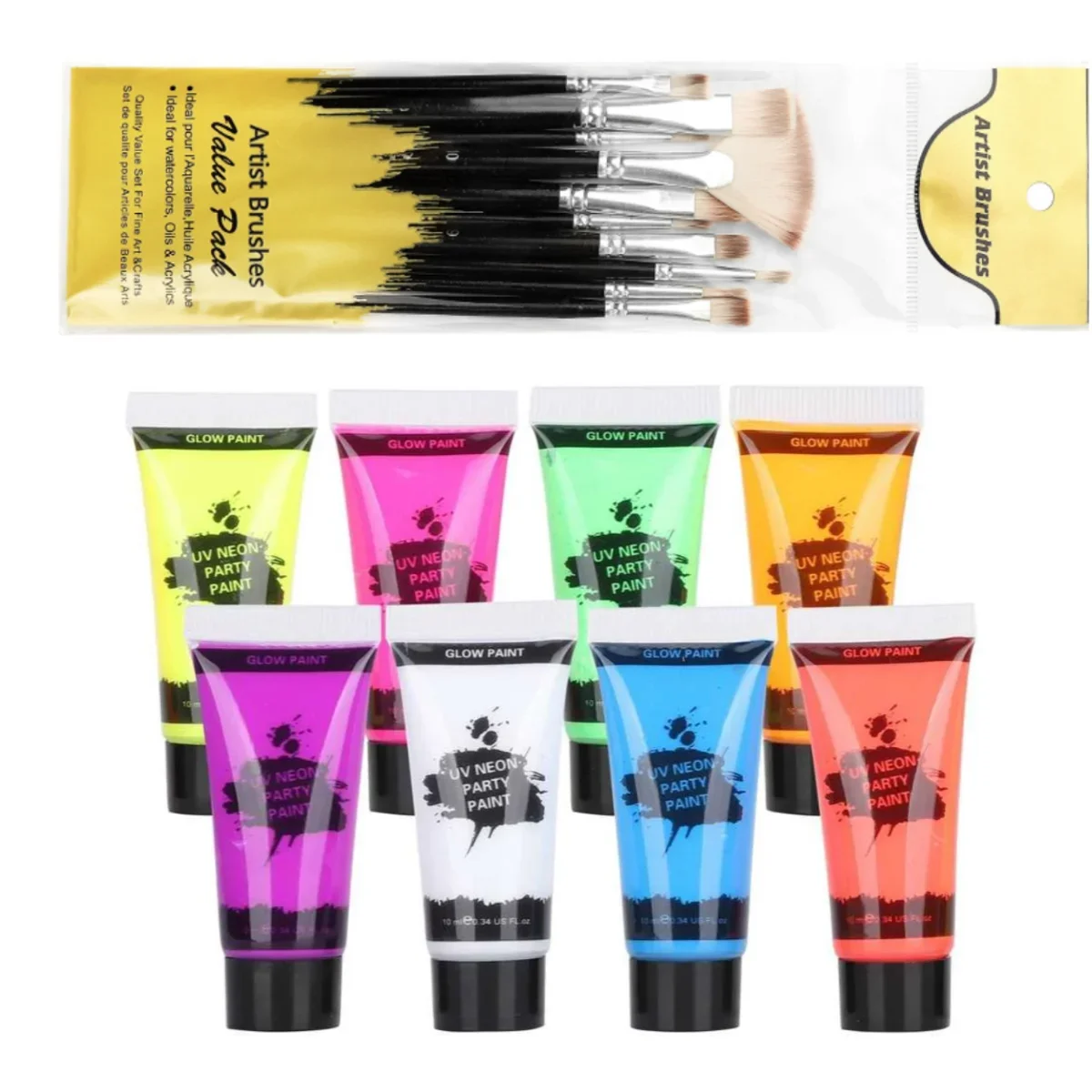 

8 Colors 10ml/pc Face Body Art Paint UV Glow face color in night bar Halloween Tasteless Safe Oil Paint Halloween Makeup