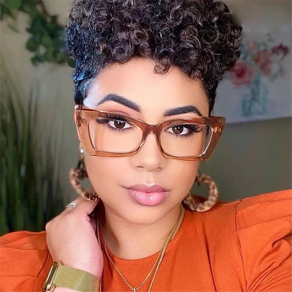 Oversized Square Glasses Anti Blue Light Glasses Large Frame Myopia Glasses Flat Light Glasses Transparent Eyeglasses Glasses view 5