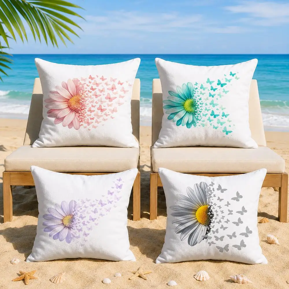 Sunflowers Pringting Cushion Cover Short Plush Soft Double-Sided Printing Pillow Case Cozy Sofa Bedroom Home Decor Gift