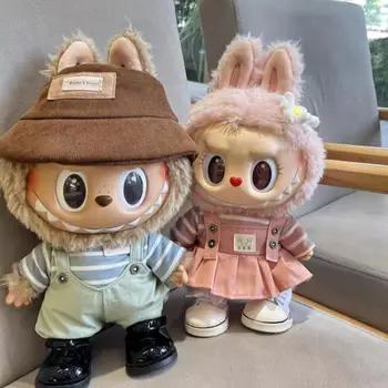Yeni varış 37cm Labubu bahar vahşi yaz büyük tuval sevimli oyuncaklar gündelik giyim Kawaii pamuk bebekler kız masaüstü oyuncak doğum günü hediyesi