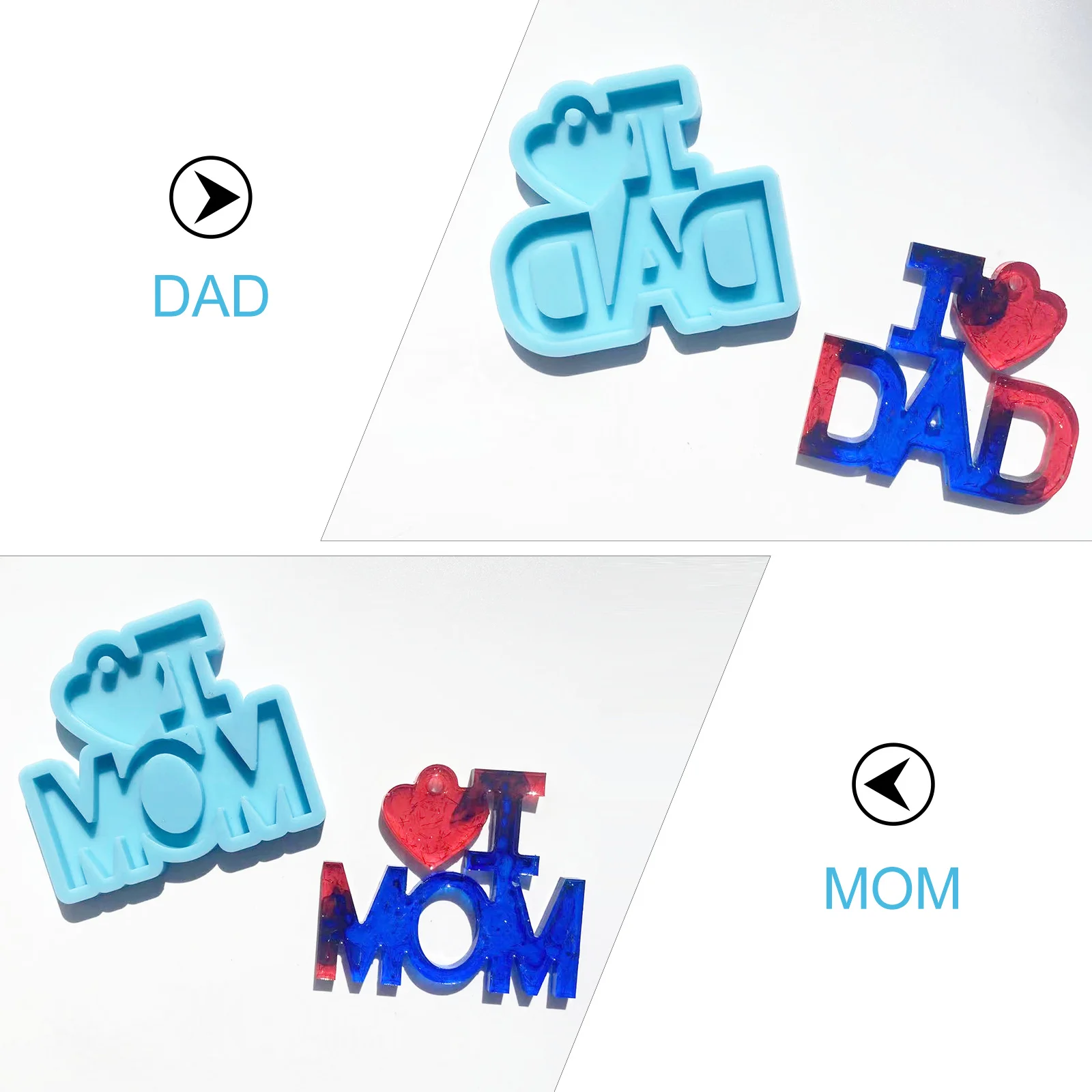 

2Pcs Keychain Charm Silicone Resin Mold DIY Pendant Mold Gift for Mom Dad Mother's Father's Day Halloween Resin Keychain Molds