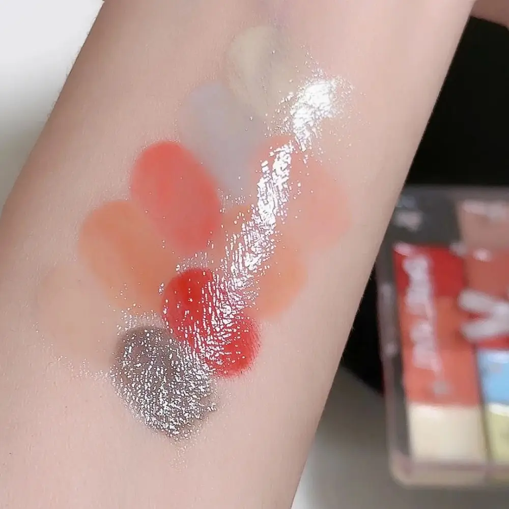 DIY 믹싱 립 컬러 젤리 립 글로스 팔레트 롱래스팅 10색 보습 립스틱 팔레트 비접착성 컵 워터 글로스