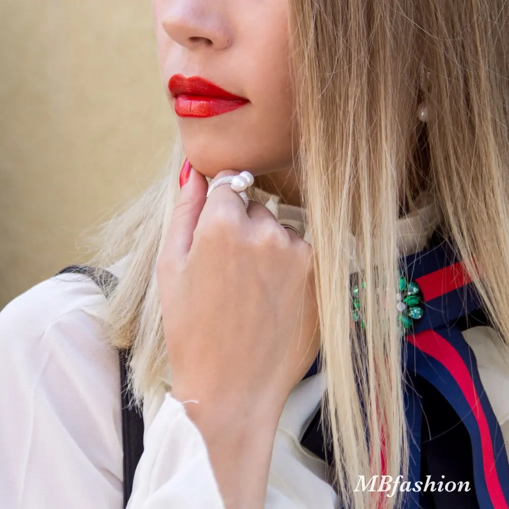 YouNoble natürlicher kultivierter Sterlingsilber-Perlenring für Damen, weißer doppelt verstellbarer Ring mit Perle, Ehefrau, Mutter, Geburtstagsgeschenk – Detail 8