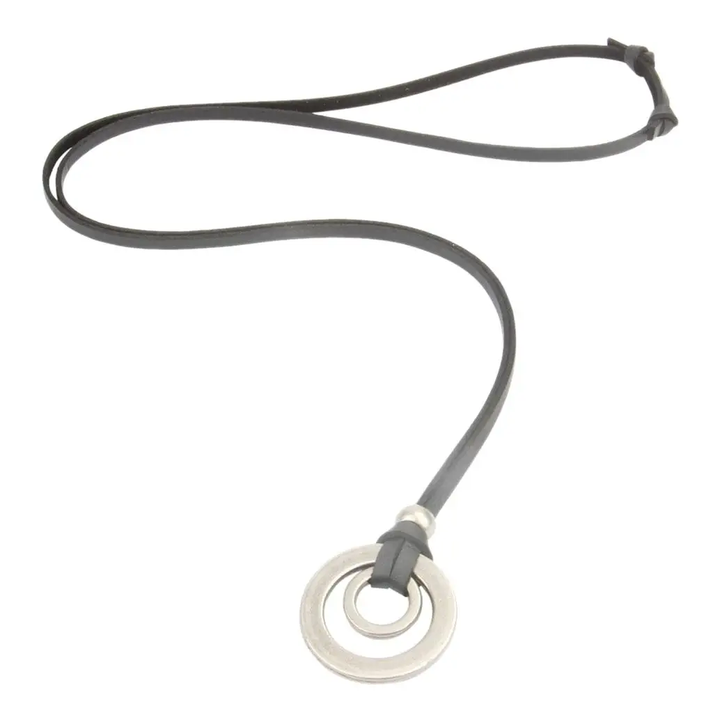 Long Black PU Necklace Cord with Alloy Circle Pendant Unique Vintage Jewelry Necklace for Women 2025