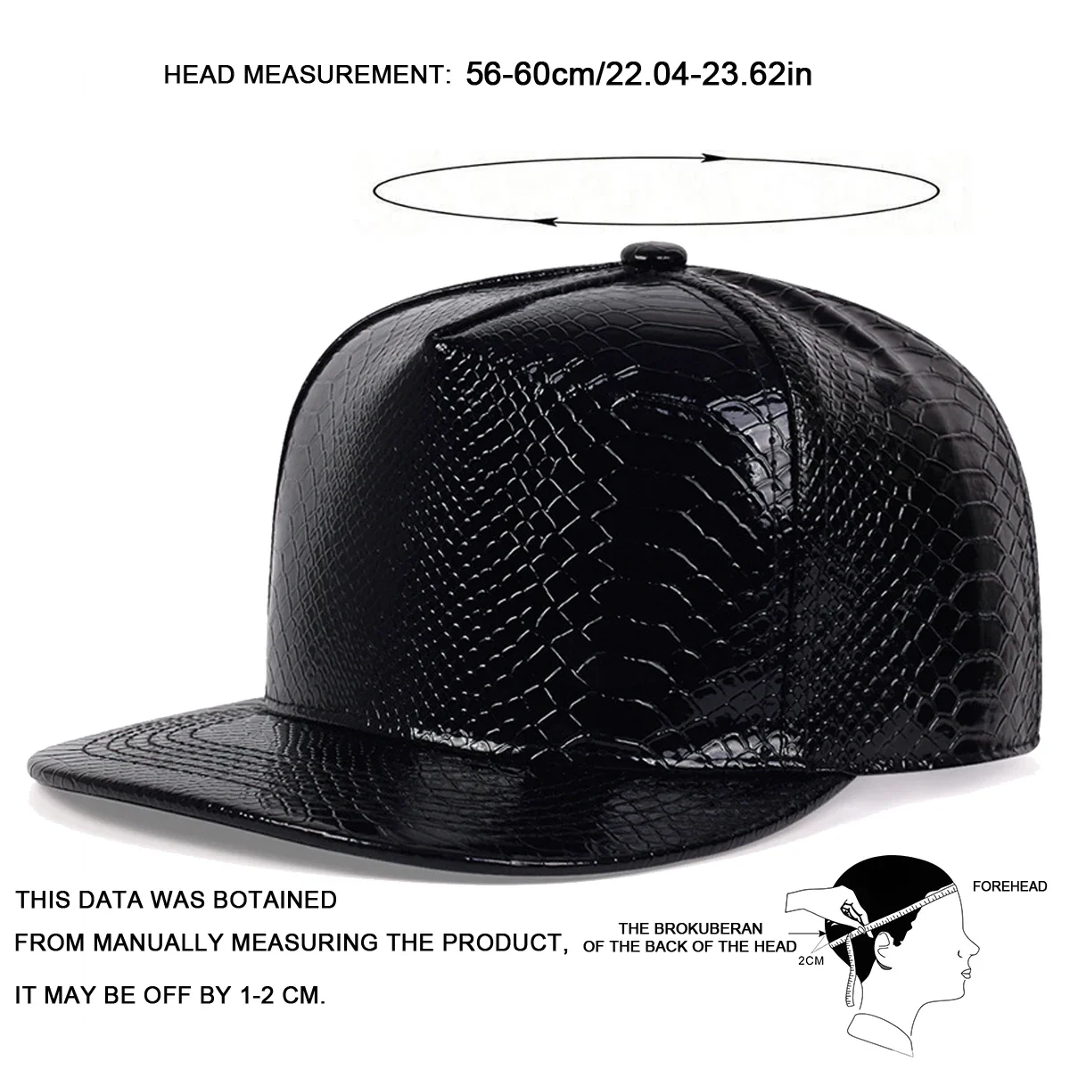 Unisex Python Pattern Leather Hip-hop Hats Spring Autumn Outdoor Adjustable Casual Baseball Caps Sunscreen Hat