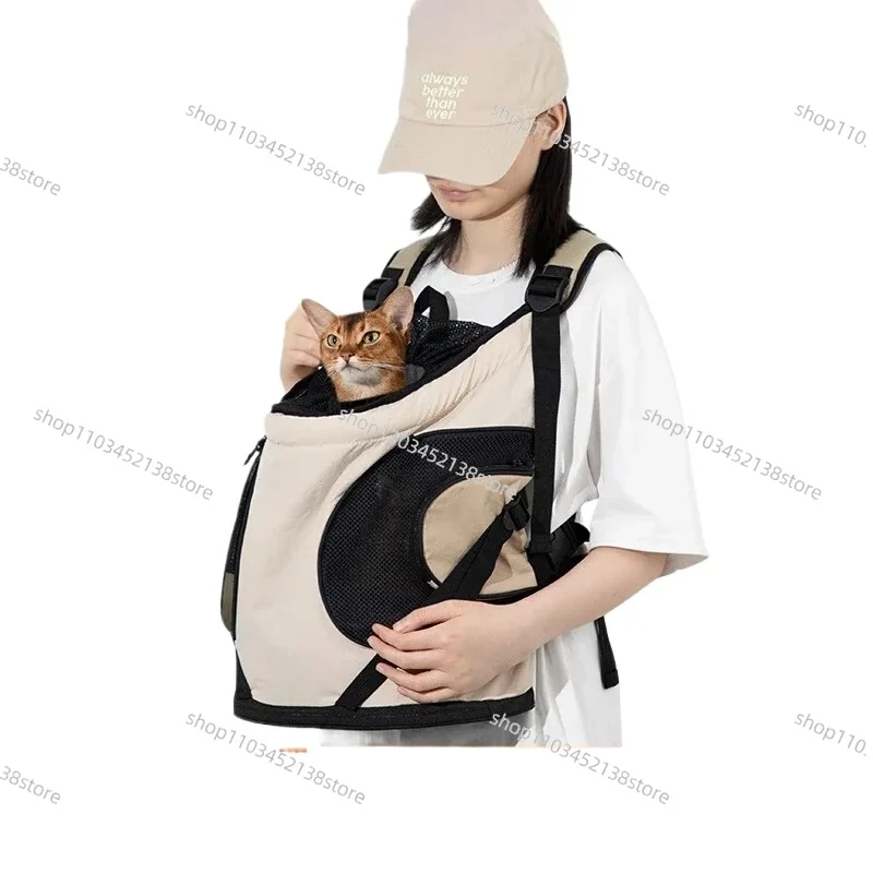 

Cat Backpack Pet Out Tote Front Breathable Canvas Cat Bag Out Cat Bathing Portable Shoulders