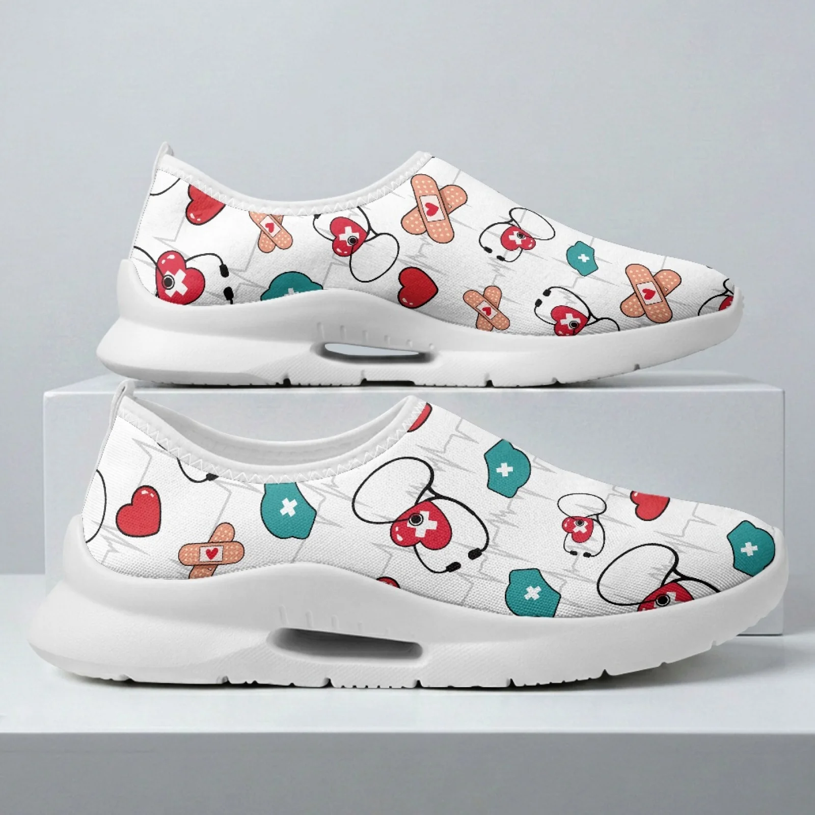 PENSTROLL Medical Heart Walking Shoes Nurse Shoes for Women Lightweight Casual Casual Sneakers