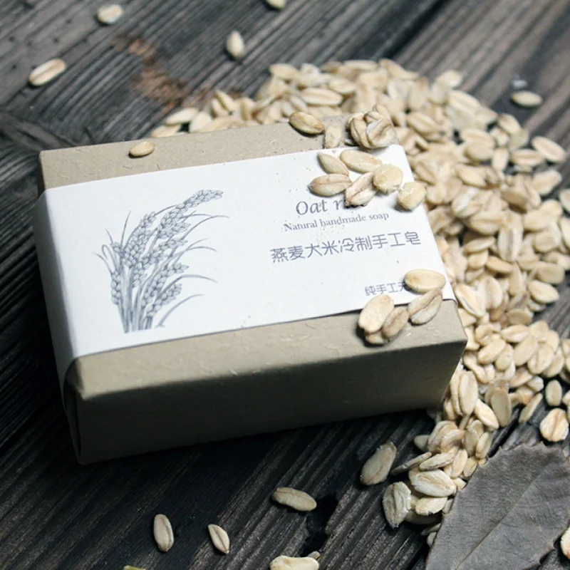 Oat Rice Low Temperature Cold Handmade Cleansing Bath Soap with Hand Gift Soaplogo