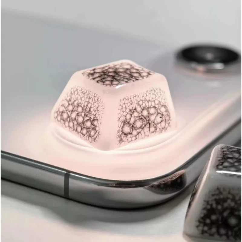 Ceramic Keycaps Customized Black Crack Light-transmitting Cherry Profile 4pcs Keyboard Caps for Mechanical Keyboard Accessories