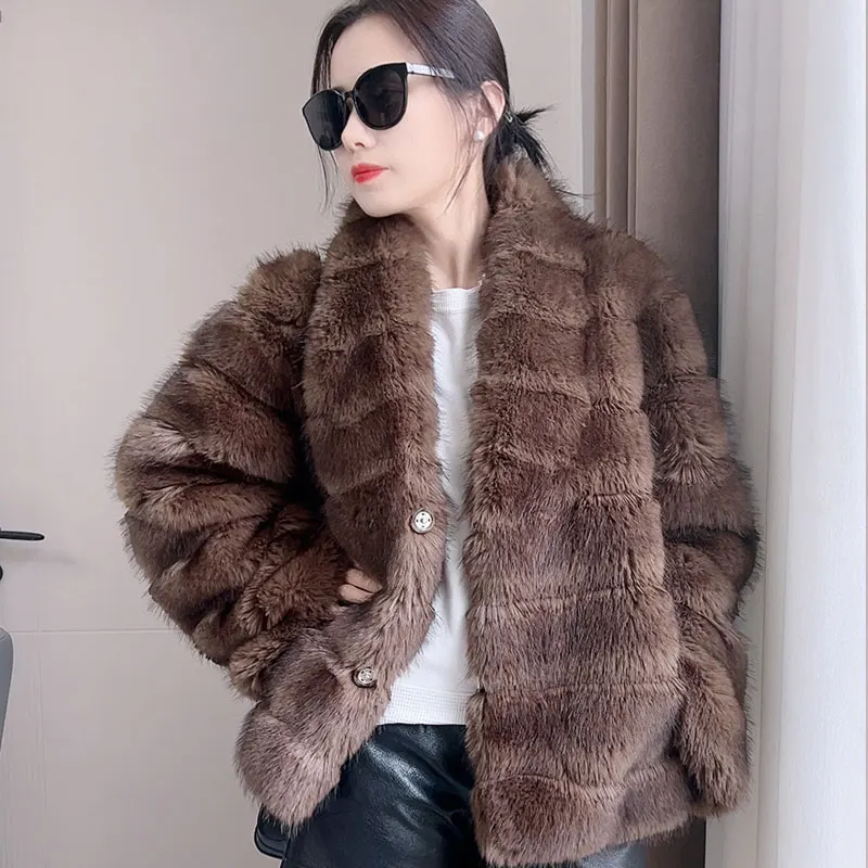 Lmitation Sable Fur Coat Women 2024 New Advanced Design Sense Cardigan Environmental Imitation Fur One Young Coat