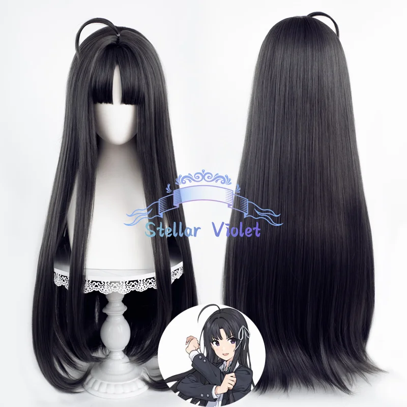 Peluca de Cosplay de Anime Girls Band Cry Subaru Awa, pelo largo negro de 70cm, pelo sintético resistente al calor, pelucas de fiesta de Anime + gorro de peluca