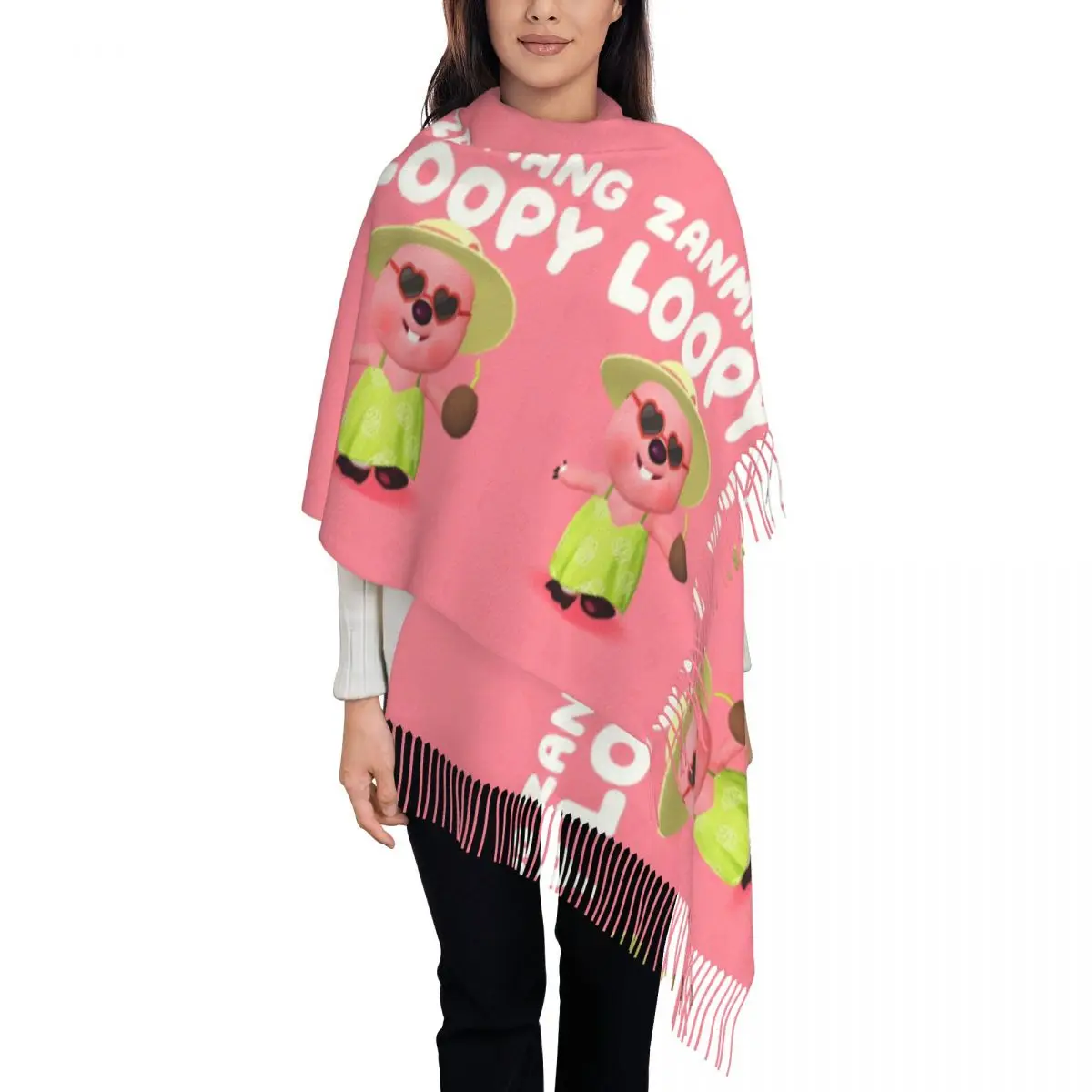 

Custom Female Long Zanmang Loopy Scarves Women Winter Soft Warm Tassel Shawl Wrap Manga Scarf