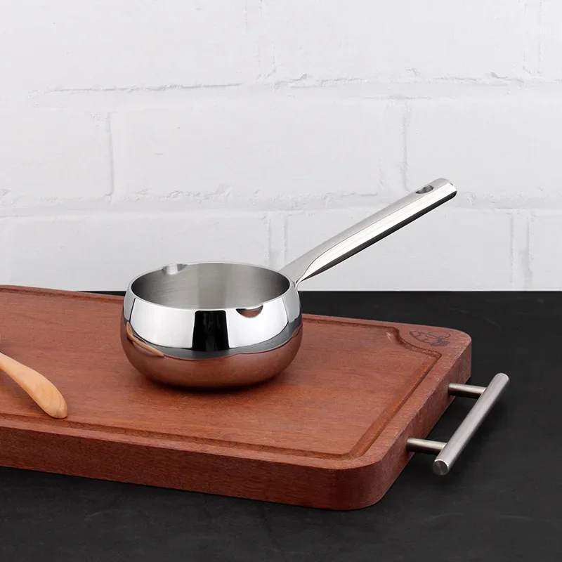 

Stainless steel thickened hot oil mini milk pot chocolate melted oil splashing pot complementary food pot