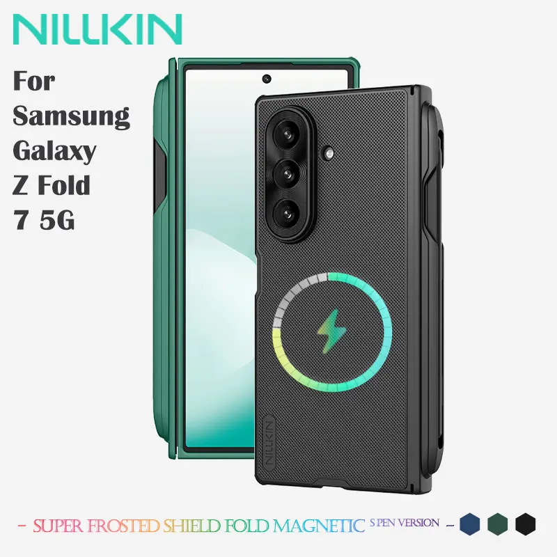 

For Samsung Galaxy Z Fold 7 5G Magnetic Case, NILLKIN Frosted Shield Fold, S Pen Slot + 360° Hinge Protection, Particle Texture