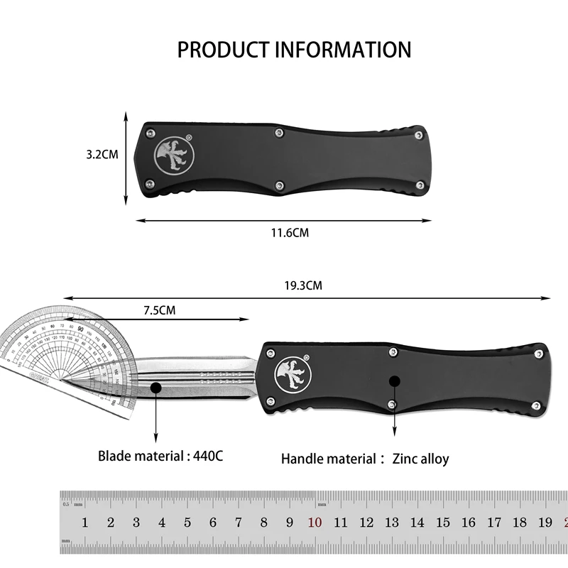 Survival rescue tool knife high hardness 440C blade camping hunting zinc alloy handle convenient folding knife with nylon cover