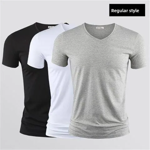 Slim Fit round Neck Short Sleeve Modal Ice Silk T-Shirt Men's Summer Business Style Top Tight Base Shirt Daily Wear Polyester... image 4
