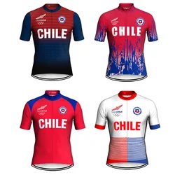 Chile Man Women Cycling Short Jersey Outdoor MTB T-Shirt, Bicycle Race Sportswear, Road Mountain Maillot Dry Breathable Tops