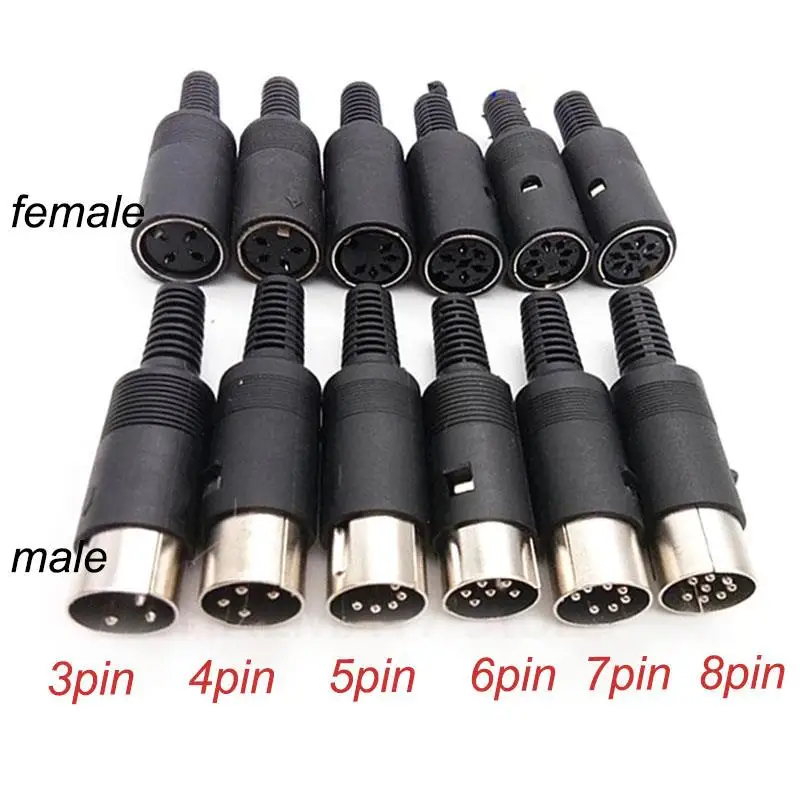 3 4 5 6 7 8 Pin Adapter DIN Wire Male Female Connector Plug Socket Jack Solder Keyboard Extension Cable J17