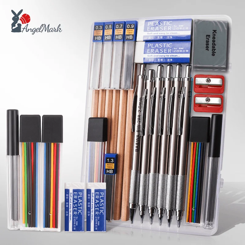 

Angelmark 27PCS Metal Mechanical Pencils Set with Case Premium for Writing Sketching School Office & Art Supplies wooden pencils