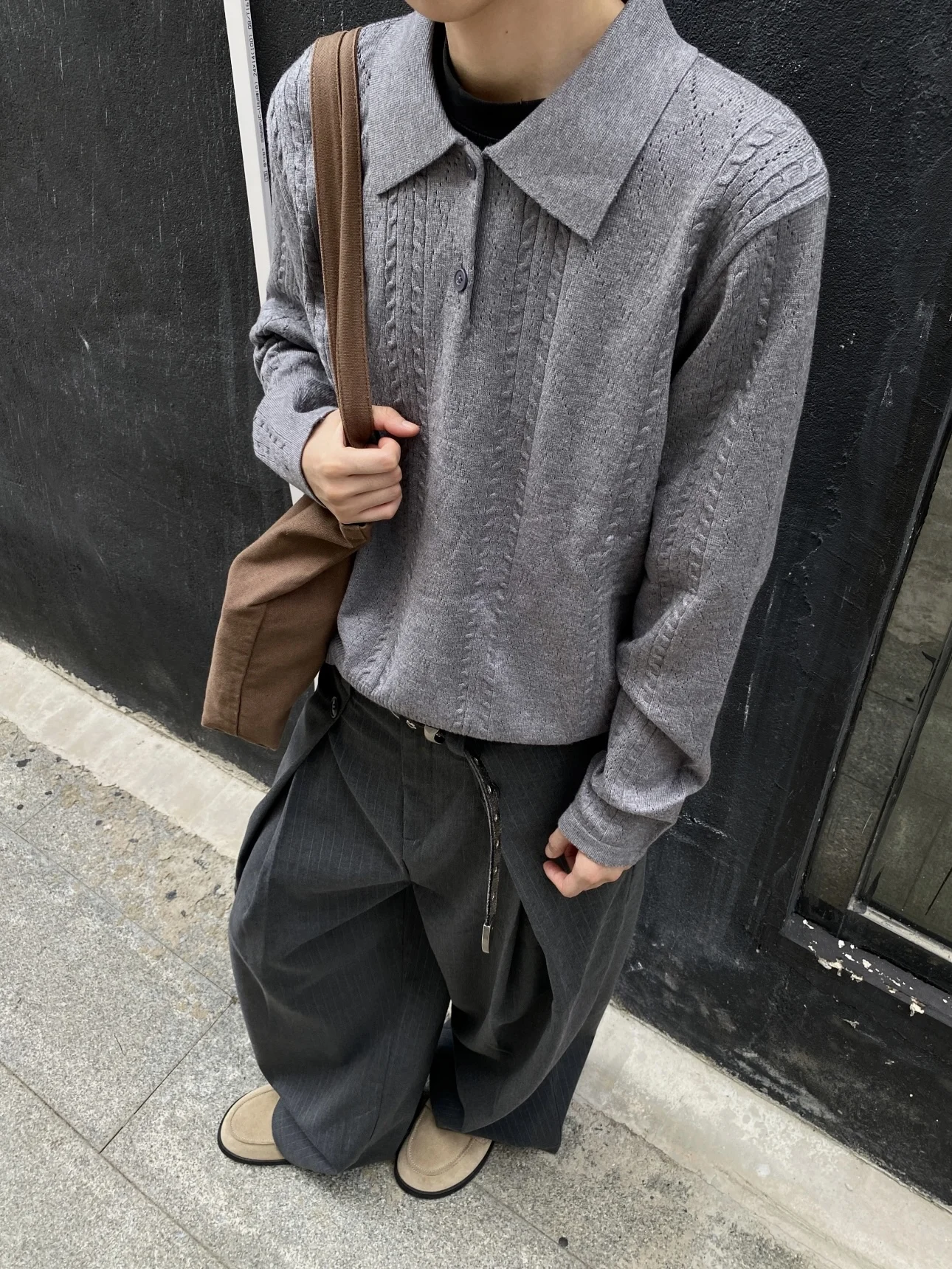 

Retro American Texture Knitwear Collar Long Sve Men Women Sle Autumn Winter Loose Fit Breathable Comfortable Skin-F...