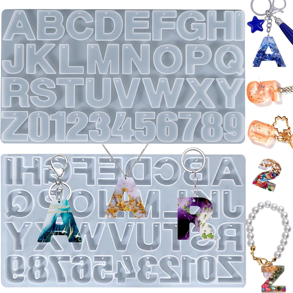الأبجدية قالب من السيليكون لمجموعة راتنجات الايبوكسي مختلط نمط رسائل الراتنج قالب الصب مجموعة DIY المفاتيح قلادة أدوات صنع المجوهرات