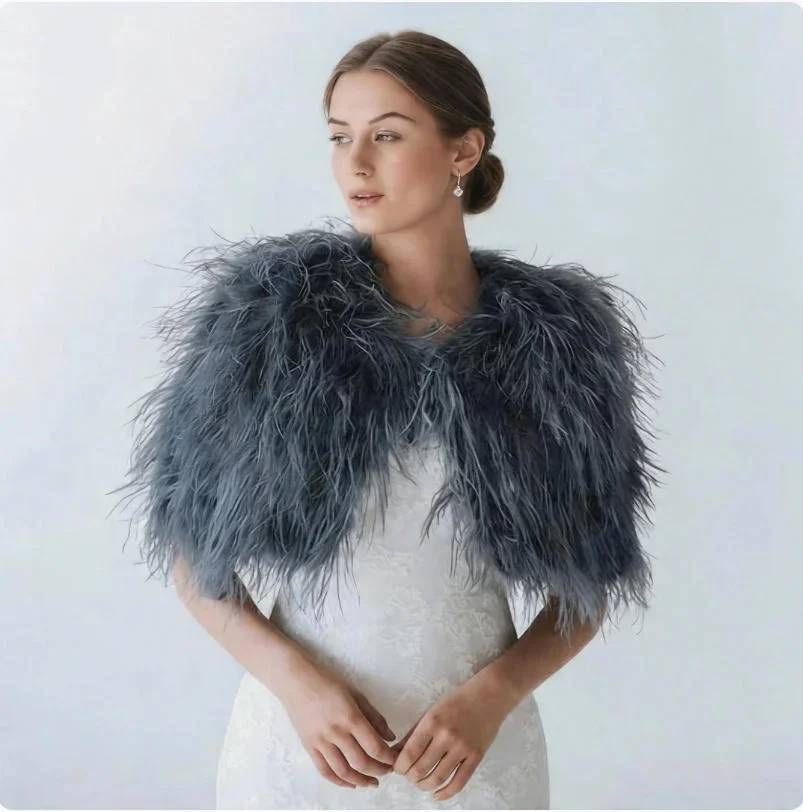 

Women's Small Cape Feather Shawl Turkey Natural Ostrich Feathers for Party Wedding Shawl