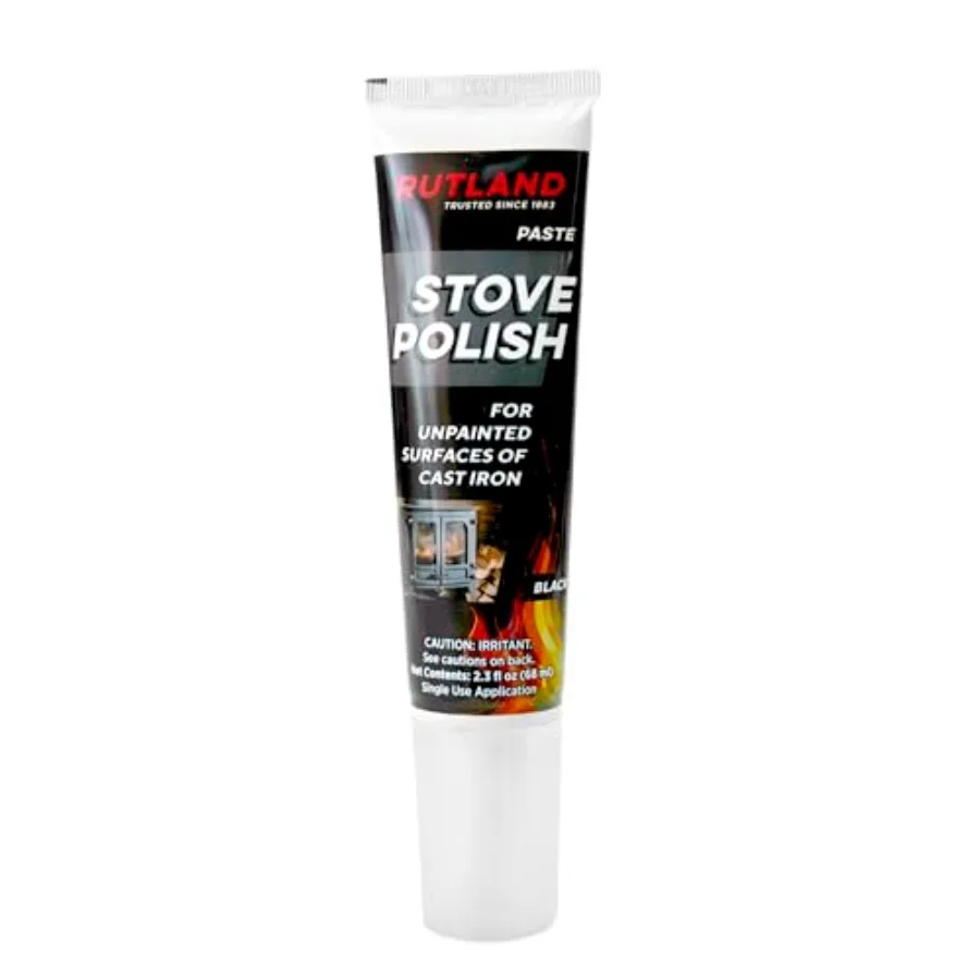 RUTLAND Stove Polish Paste for Cast Iron and Steel - Triple Wax Blend Restores Wood Stoves and Prevents Rust, Made in USA, 2.3