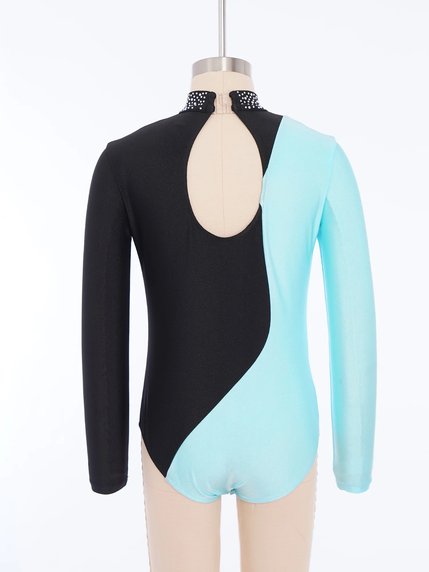 طويلة الأكمام الفتيات الفنية جيرسي الجمباز يوتار طويلة الأكمام ضيق ارتداءها الراين الشكل التزلج ممارسة بذلة #4