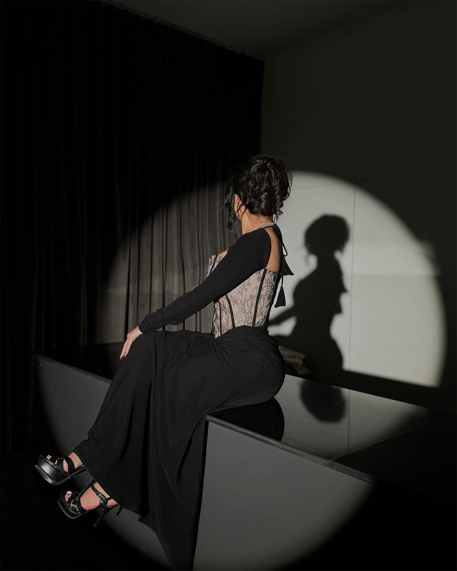 EDECPBM 맞춤형 우아한 여성 웨딩 파티 드레스 레이스 머메이드 프롬 드레스 이브닝 가운 블랙 갈라 드레스