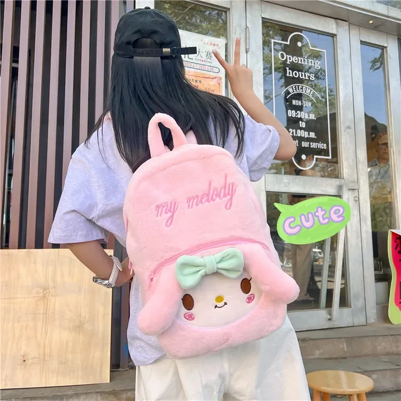 Sanrio Cute Backpack Girl Heart Student myMelody Backpack 2023 New Cinnamoroll Plush School Bag