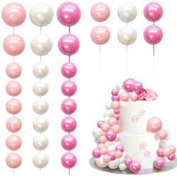 Cake Topper Pink Foam Ball Cake Mini Balloon Cupcake Insert Bubble Balls DIY Decor for Baby Shower Kids Birthday Party Decor