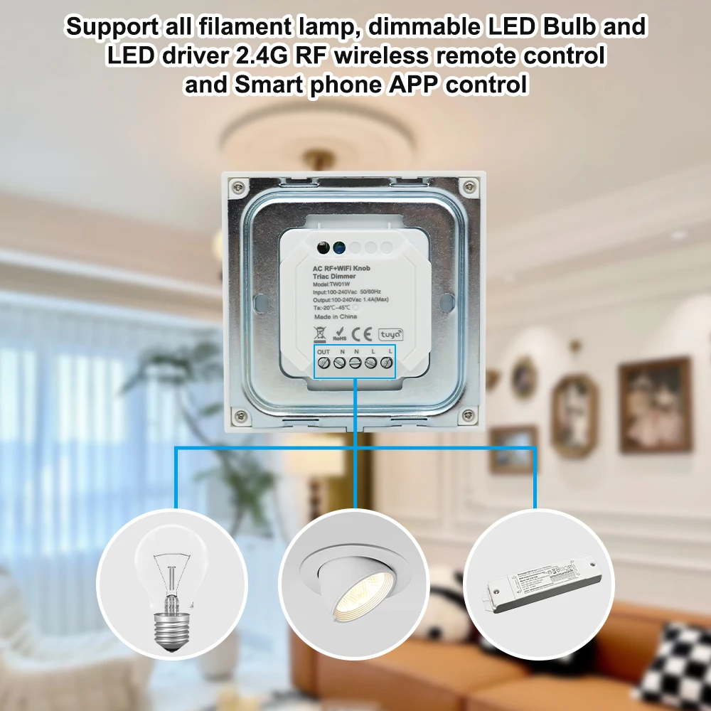 AC 110V 220V LED Dimmer Tuya Wifi Zigbee Triac Controller LED Light Switch Works with Alexa Google Assitant Smart Life