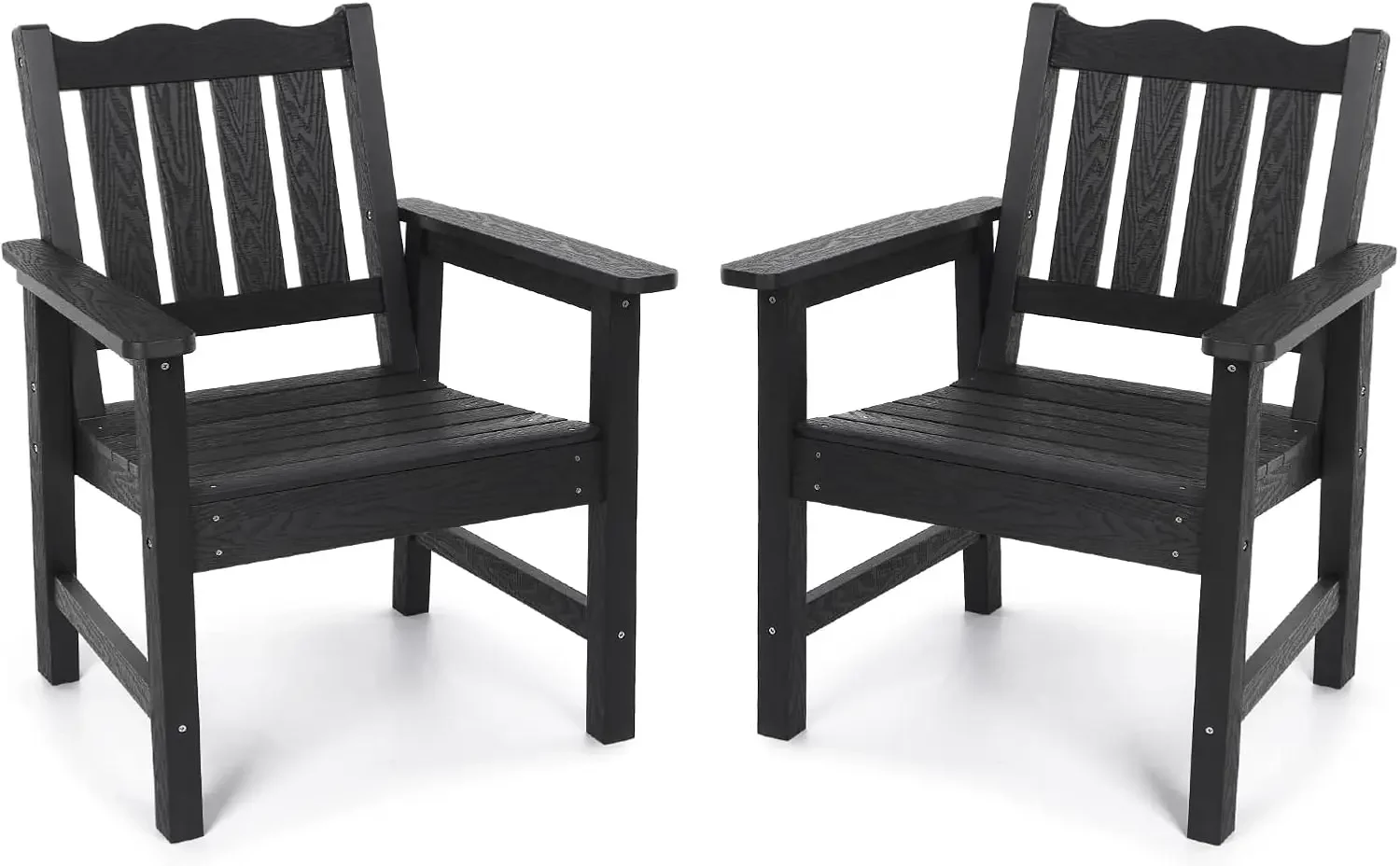 All-Weather Patio Chairs Set of 2, Outdoor Dining Chairs with Curved Backrest