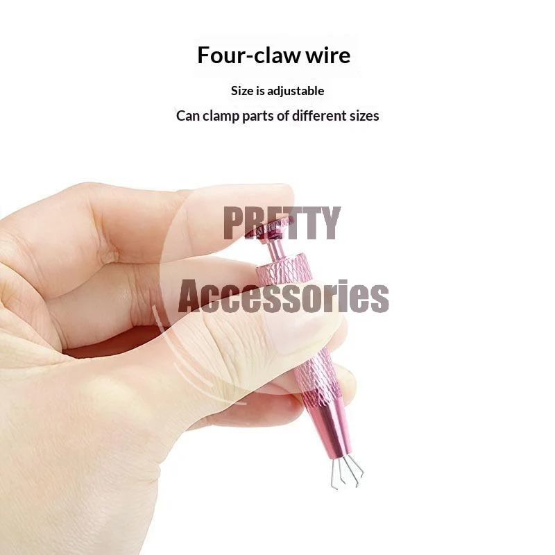 Stainless Steel Jewelry Grabber 4 Claw Firm Hold Ergonomic Handle for Jewelry Making Bead Grabbing Small Parts Handling DIY Cra