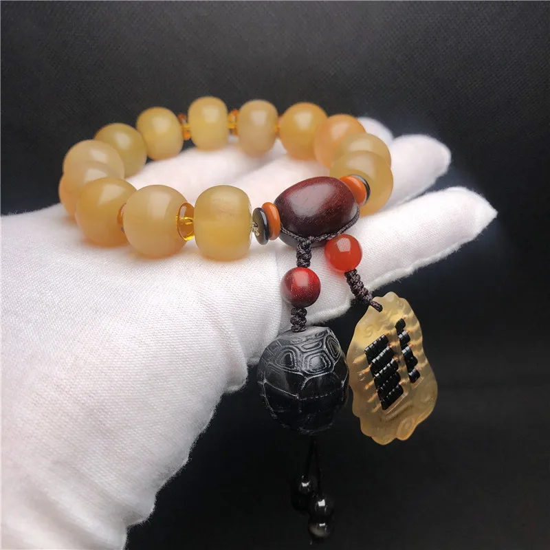 horn bracelet round Tibetan-like Transparent Beads