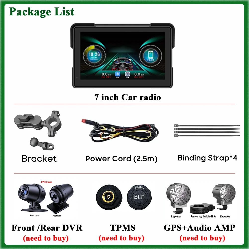 الدراجات النارية الملاحة GPS DVR اللاسلكية CarPlay أندرويد السيارات المحمولة الذكية عرض IPX8 مقاوم للماء كاميرا تسجيل بلوتوث #6