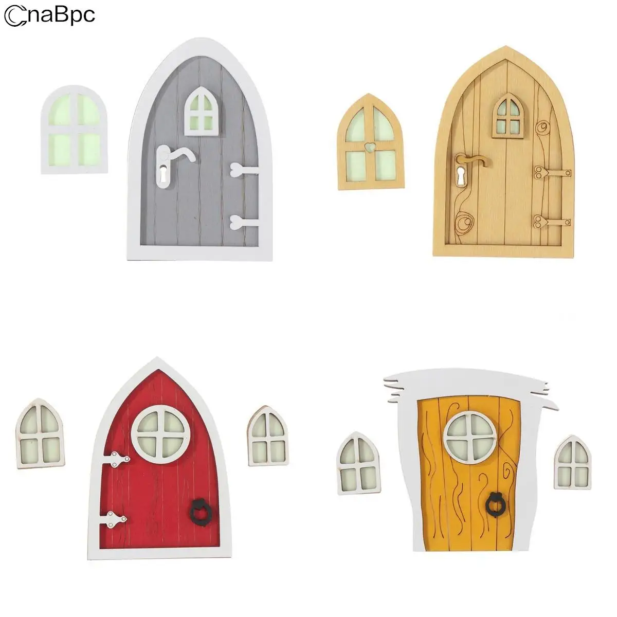 

1 Set Dollhouse Wooden Windows Doors Fairy Elf Door Garden Decor Dollhouse Furnitures ​Doll House Accessories