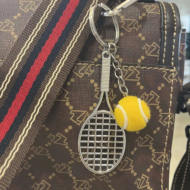 Tennis Racket Keychain - Cute Sport Mini Keychain 6 Color Pendant Car Keyring Sports Key Chain Love Sports Gifts image 2