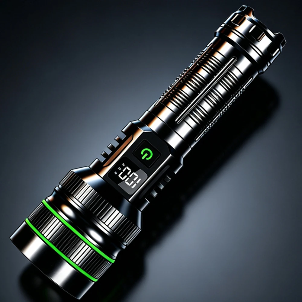 ハイパワータクティカルトーチ最も強力なled懐中電灯ロングショットズーム可能なランタンキャンプ屋外用内蔵26650バッテリー