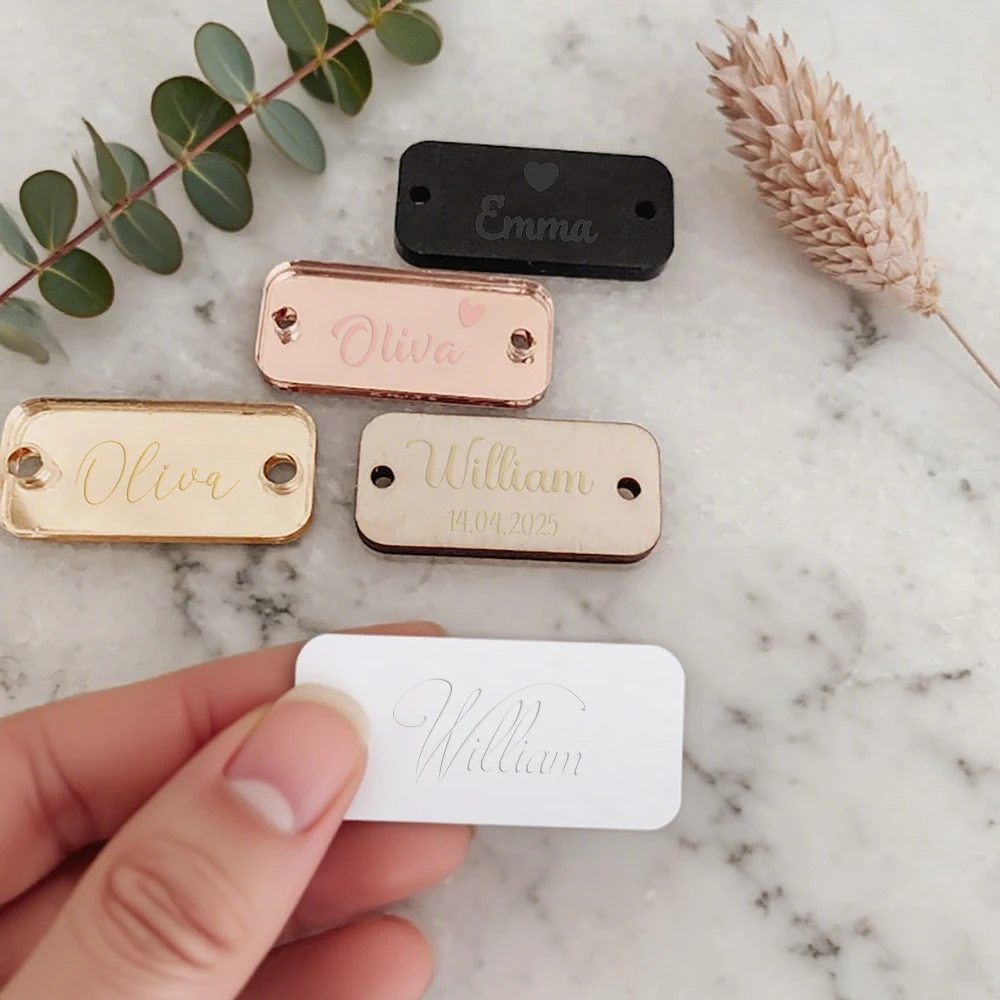 10pcs personalized laser engraved acrylic labels,custom rectangular clothing labels,knitwear acrylic labels,DIY wooden crafts