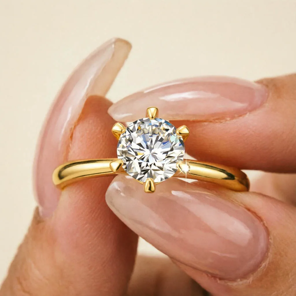 18K Gold GRA Certified Moissanite Engagement Rings for Women Man 1 Carat D VVS1 Au750 Solitaire Classic Wedding Jewelry