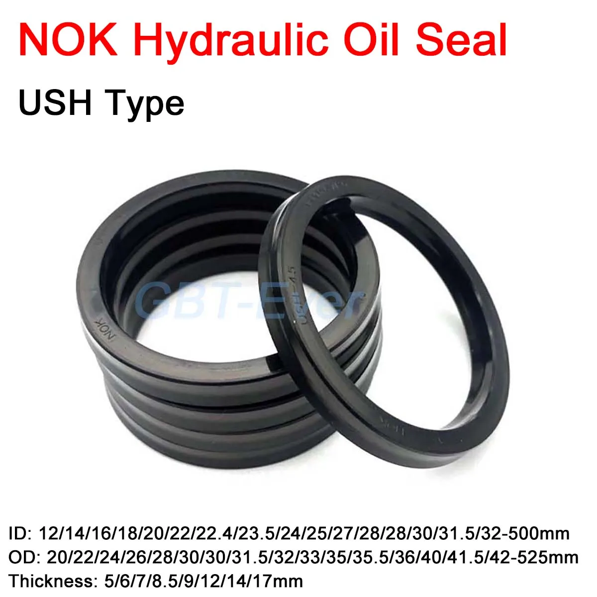 

1Pcs NOK Hydraulic Oil Seal Ring USH 12/14/16/18/20-500mm ID Oil Seal Rubber Seals Hydraulic Seal OD 20-525mm Thickness 5-17mm