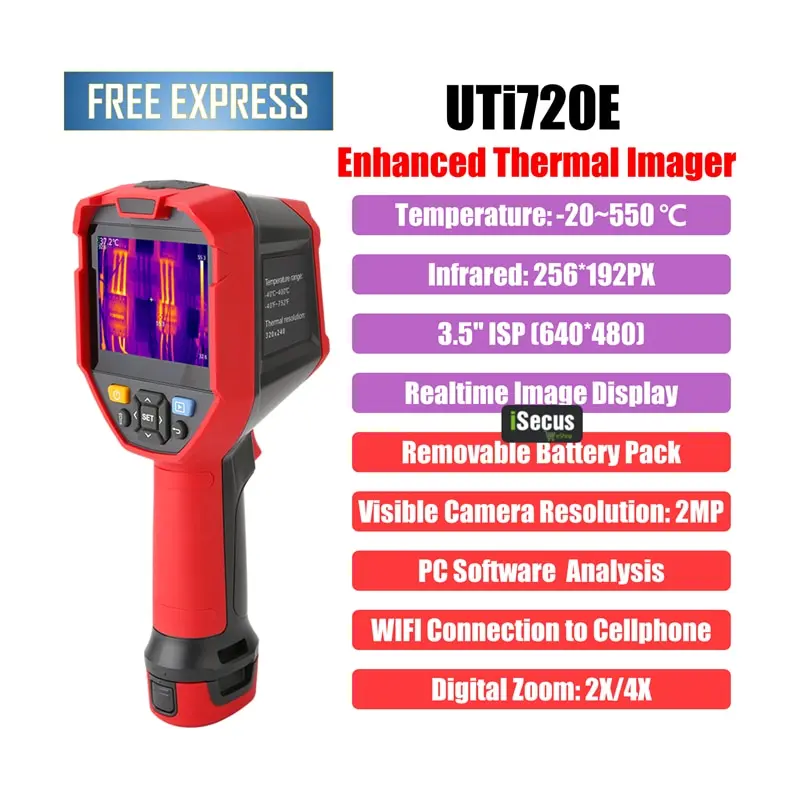 

UNI-T UTi720E HD 256*192 Best Handheld Thermal Imaging Camera WIFI Connection to Cellphone App Building Inspection Water Leakage