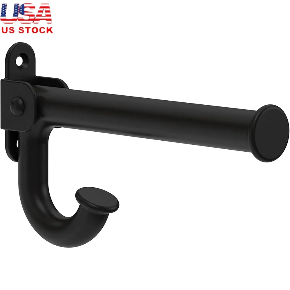 

Expandable Wall Hook Adjustable Length Hanger Durable Metal Coat Hook Clothes Bags Towels Home Organization Matte Black 35lbs