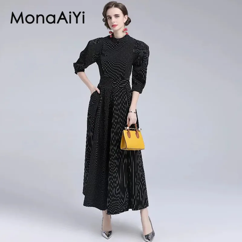 

MonaAiYi Summer Women's Stand Collar Half Sleeved High Waiste Slim Vintage Temperament Commuter Office Work Jumpsuits