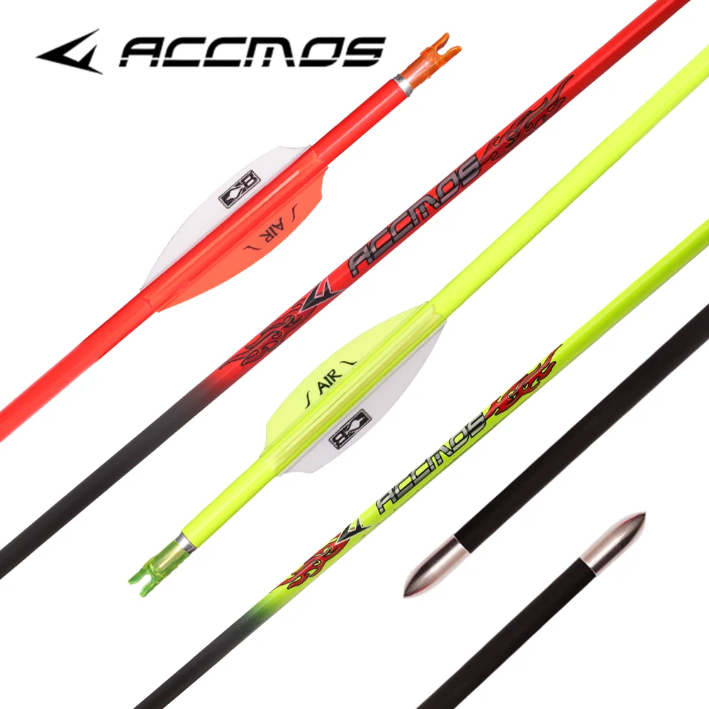 ID de tiro con arco 4,2mm 32 pulgadas columna vertebral 400 500 600 700 800 900 1000 flechas de carbono puro con plumas de flecha de aire de 2 pulgadas flechas de tiro de caza